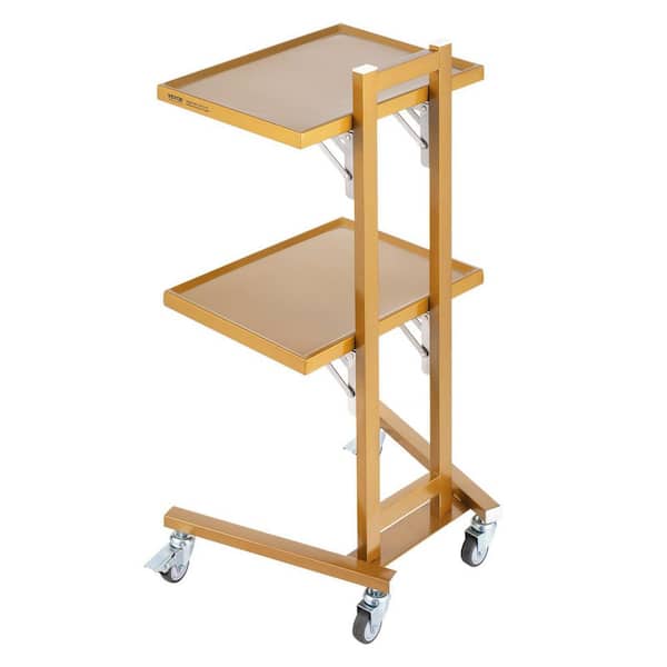 2-Tier Lab Cart with Drawers & Trays, Rolling Utility Cart with Wheels, Foldable Serving Cart for Lab, Clinic, Hospital