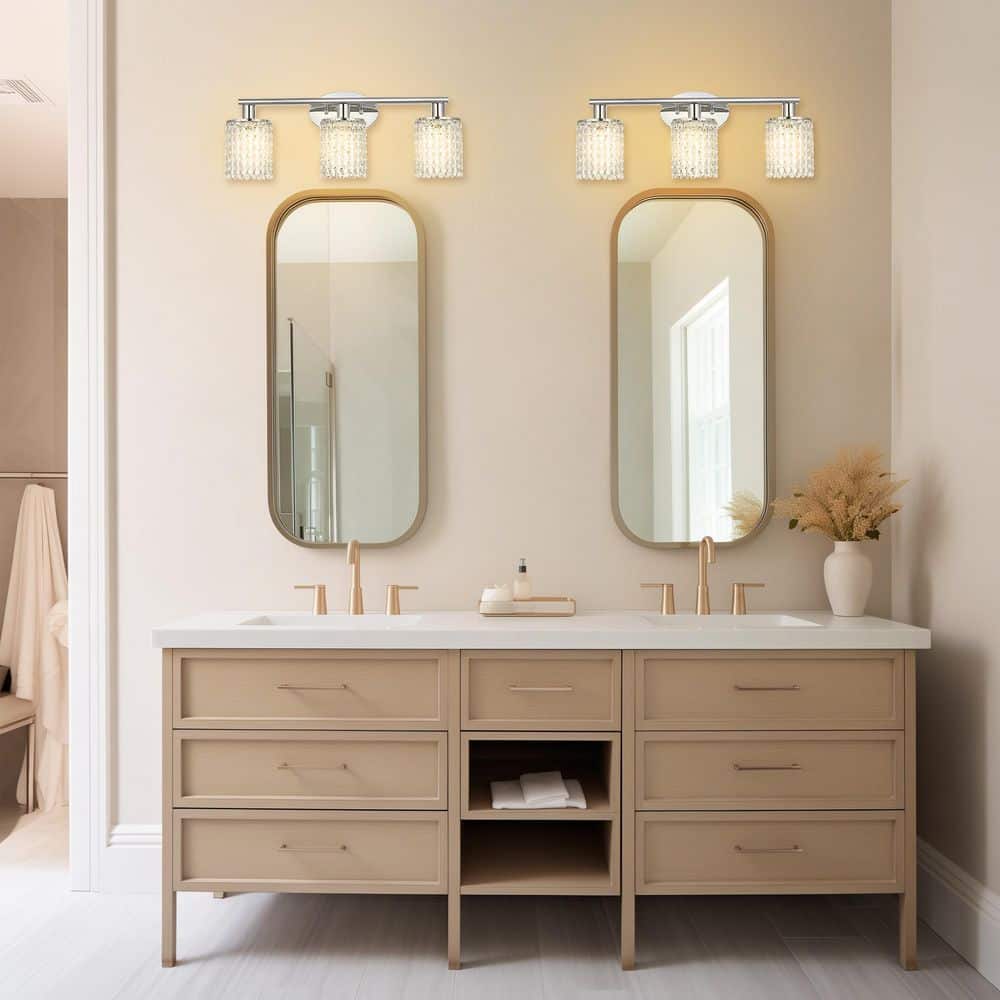 22.4in. 3-Light Vanity Light with E12 Bulb Socket and Crystal Accents in Nickel Finish price history on PriceWatchPro