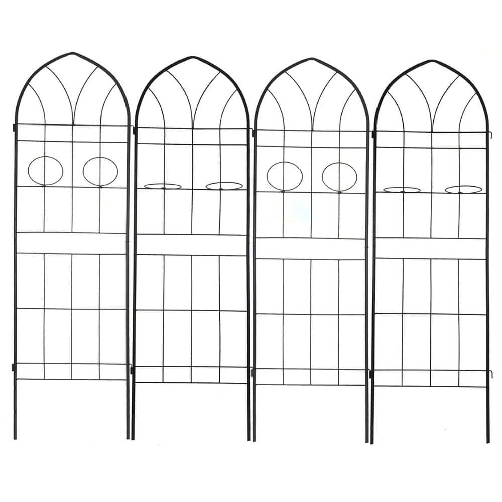 78.7 in. Outdoor Garden Trellis Metal Rustproof Climbing Plants Support in Black (4-Packs) price history on PriceWatchPro