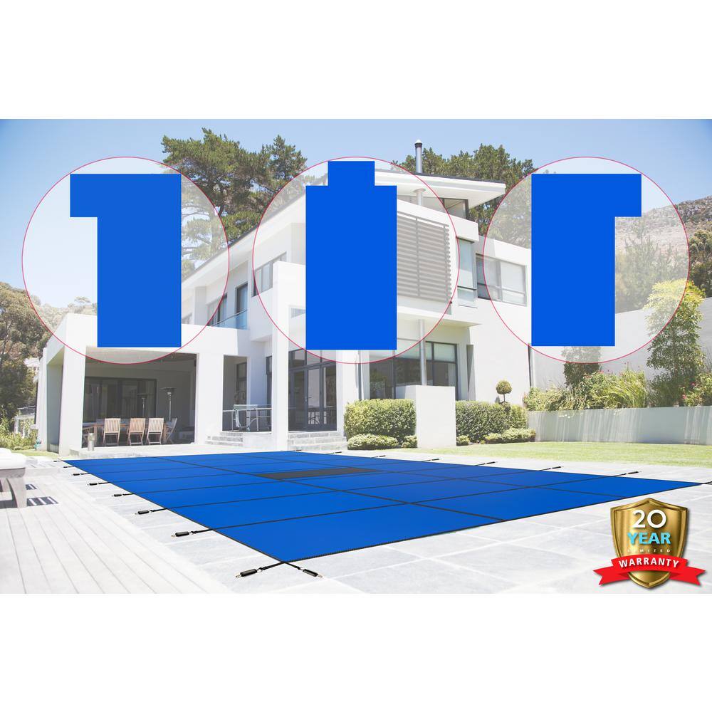Blue Rectangular In-Ground Pool Safety Cover 16' x 32'