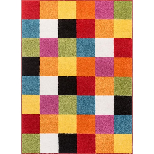 Photo 1 of StarBright Bright Square Multi 5 ft x 7 ft Kids Area Rug