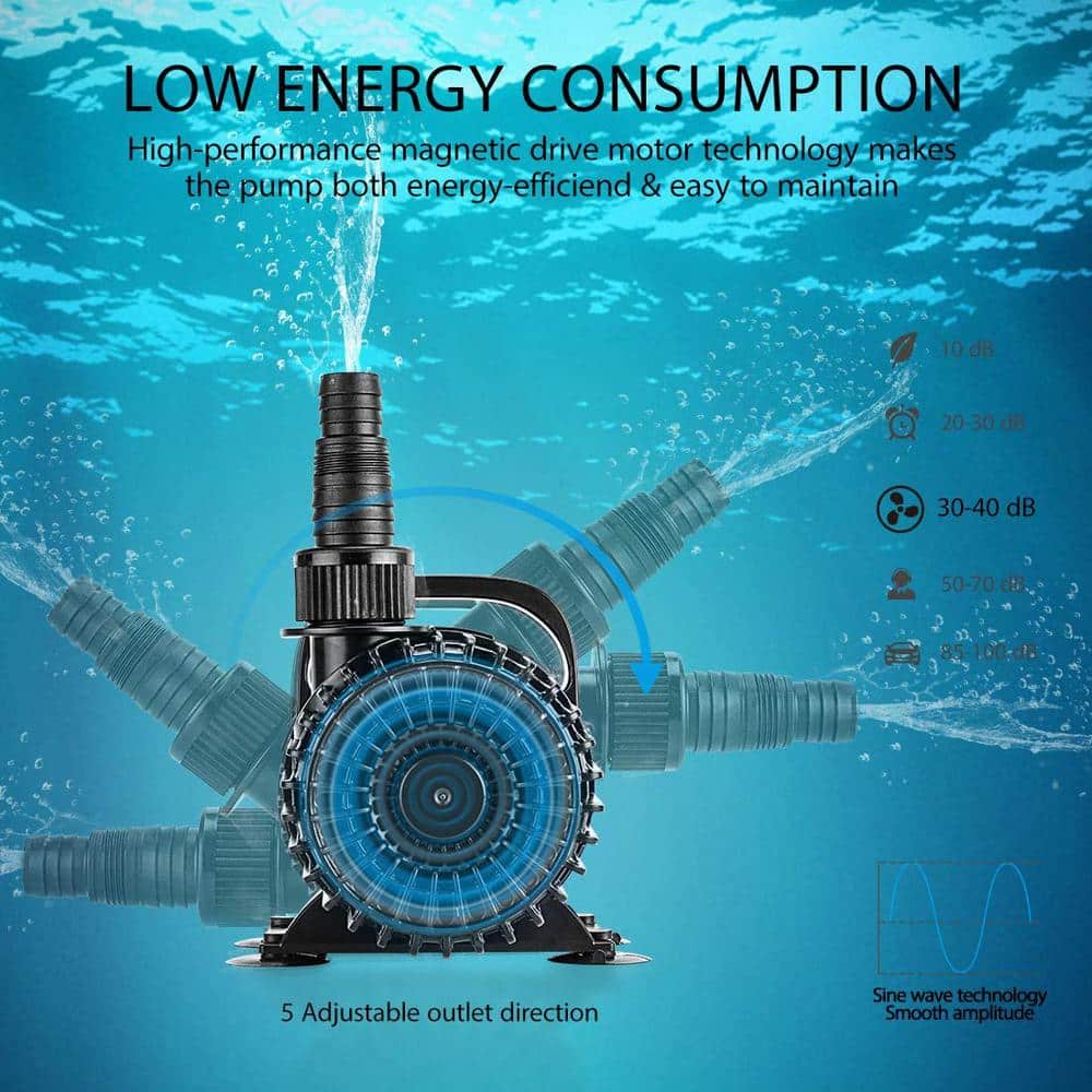 Black 120W Submersible Water Pump for Koi Pond and Aquarium