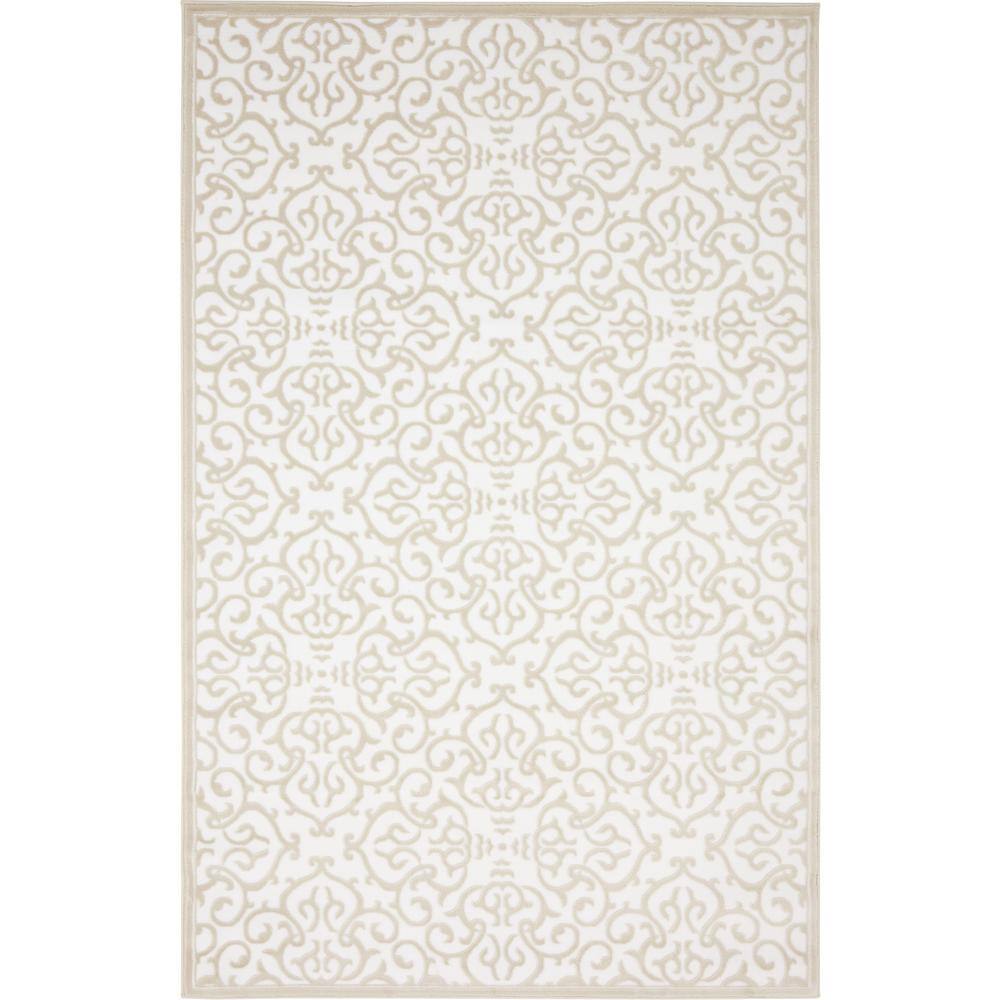 2' x 3' Unique Loom Rushmore Collection Traditional White Tone-on-Tone Snow White Area Rug