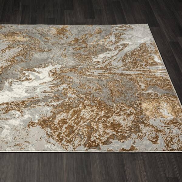 Luxe Weavers Marble Abstract Area Rug, Beige / 4x5