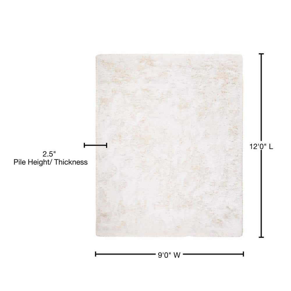 Ivory Hand-Tufted Shag Synthetic 9' x 12' Area Rug