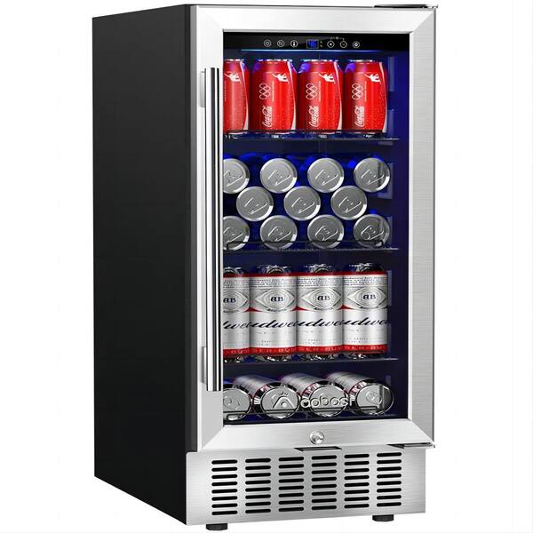 Aaobosi 15 in. Single Zone 94Cans 12 oz. Beverage Cooler in Stainless