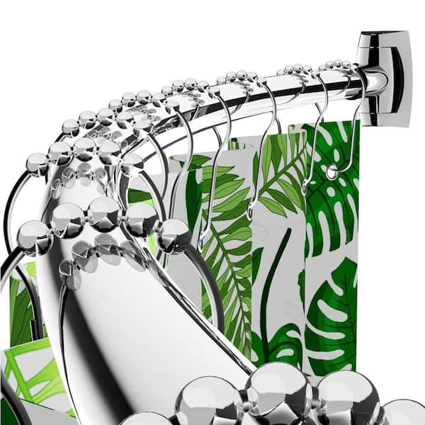 40-72 in. Adjustable Curved Shower Curtain Rod in Chrome, Aluminum Rustproof Round Shower Curtain Rod for Bathroom