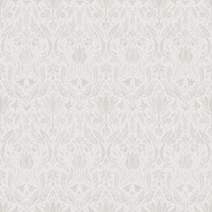 Ludvig Beige Floral Ogee Beige Paper Strippable Roll (Covers 56.4 sq. ft.)