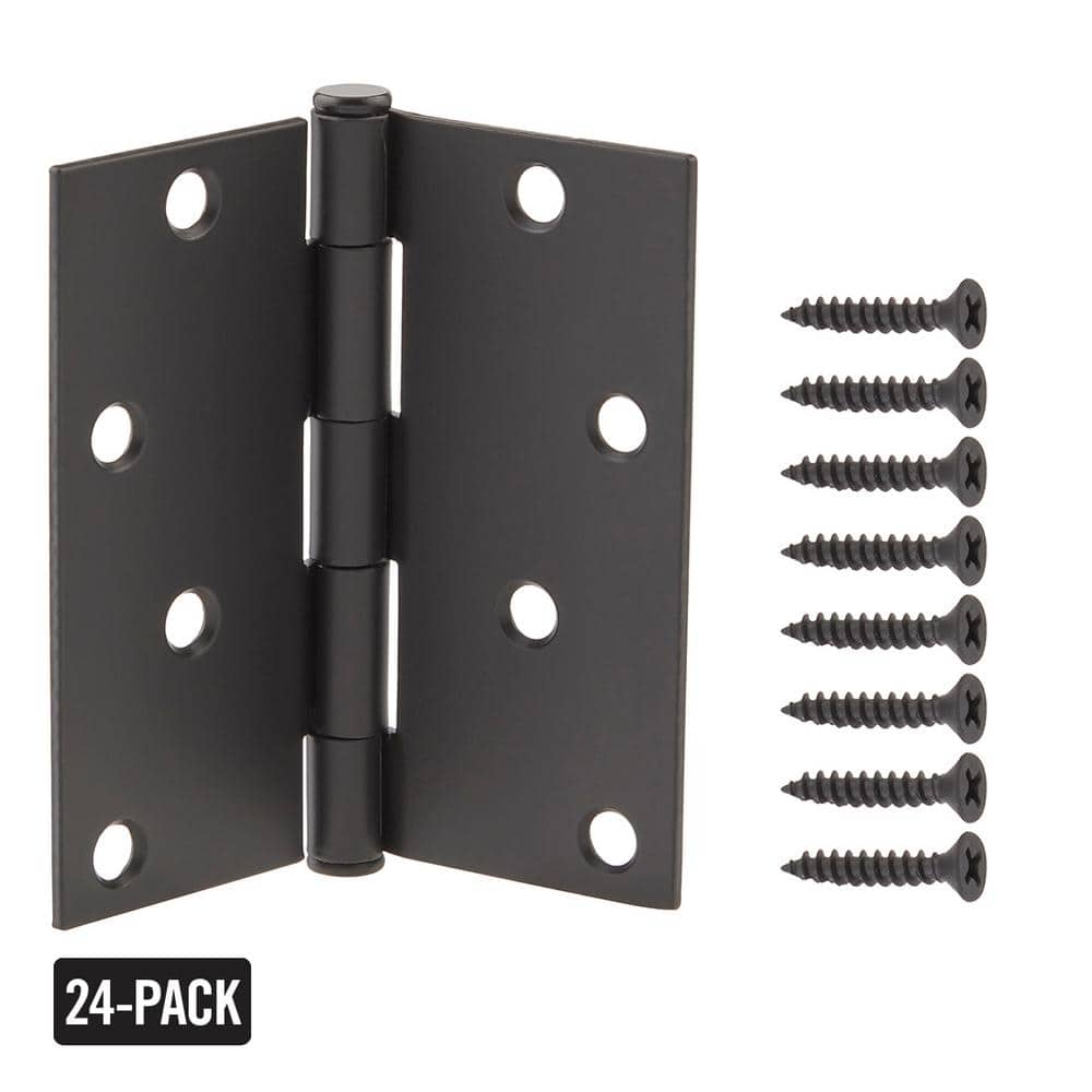 48-Pack 4 in. Square Radius Corner Matte Black Butt Door Hinge Value Pack price history on PriceWatchPro