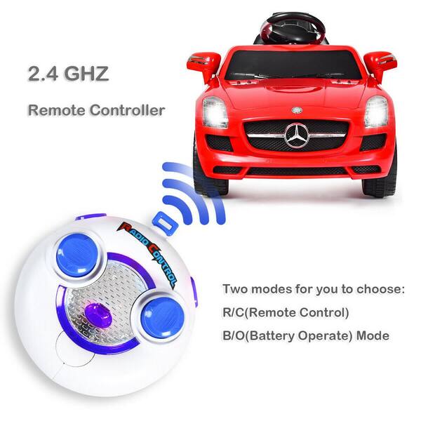 Costway Mercedes Benz Sls Red Electric R C Mp3 Kids Ride On Car Battery Toy Ty311749re The Home Depot