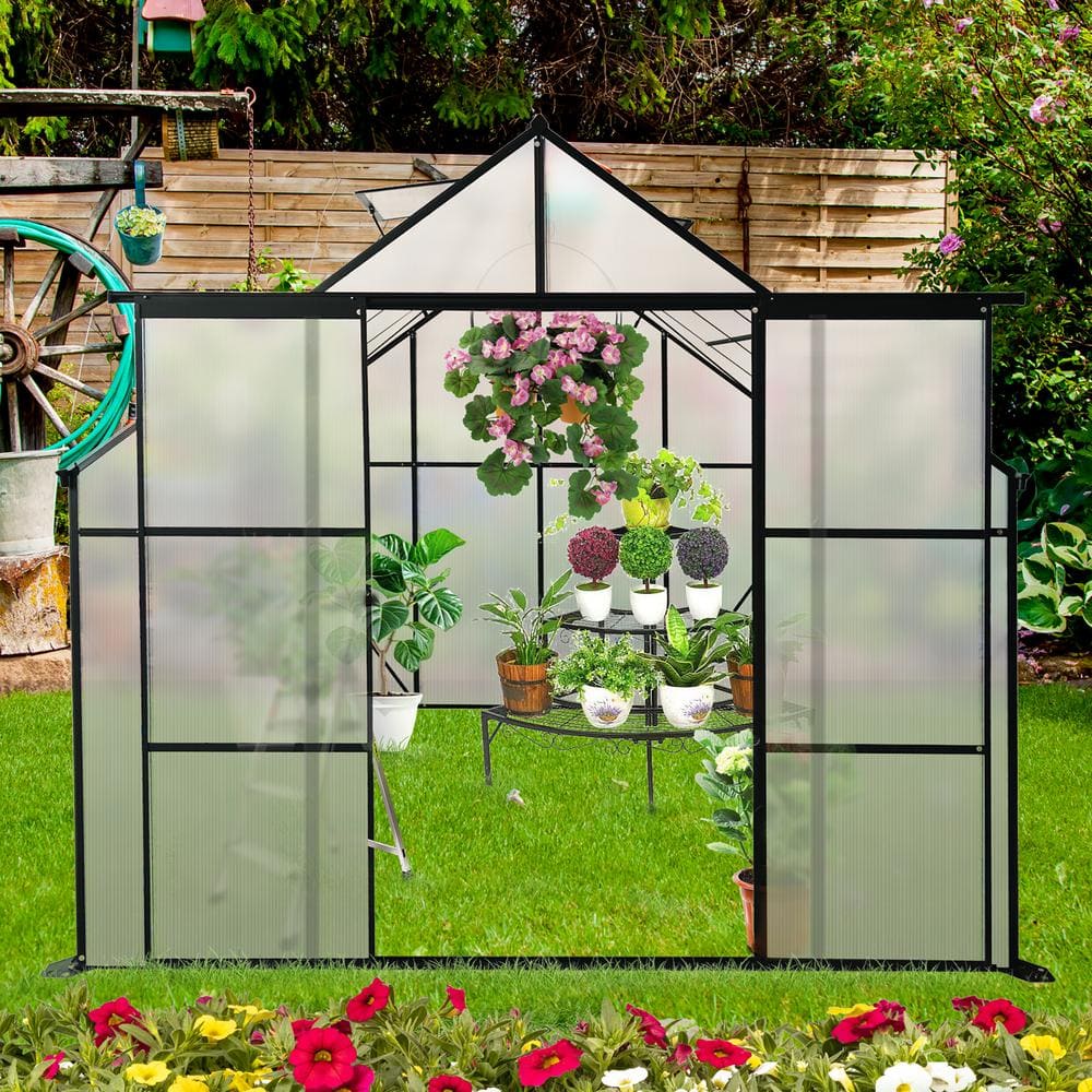 94.50 in. W x 97.75 in. D x 89.50 in. H Outdoor Walk-in Aluminium Black Greenhouse price history on PriceWatchPro