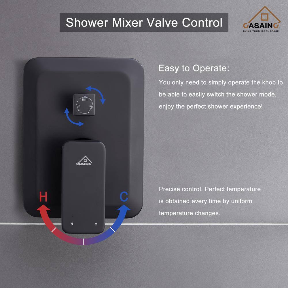 Nickel Wall-Mounted Multi-Head Rain Shower System with Filter