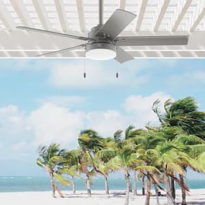Sea Point 52 in. Outdoor Matte Silver Ceiling Fan with Light Kit Included