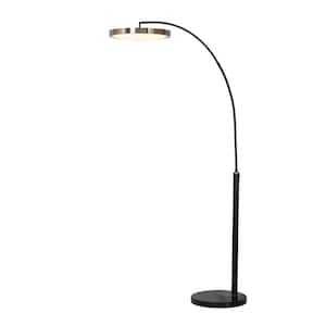 Redondo 85 in. Matte Black 1-Light Dimmable Arc Floor Lamp for Living Room with Steel Round Shade