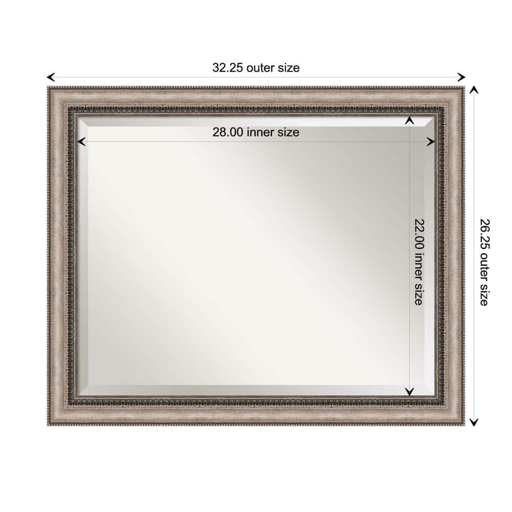 Lyla 32" x 26" Ornate Silver and Bronze Bathroom Vanity Mirror