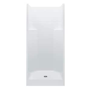 Everyday Textured Tile AFR 36 in. x 36 in. x 75 in. 1-Piece Shower Stall with Center Drain in White