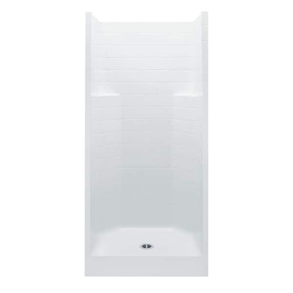 Aquatic Everyday Textured Tile AFR 36 in. x 36 in. x 75 in. 1-Piece Shower Stall with Center Drain in White