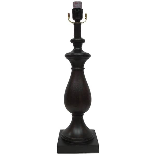 Hampton Bay Mix & Match Coffee with Faux Leather Classic Square Table Lamp
