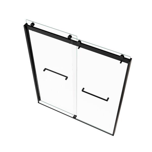 【1027】 ZXDDMS 56 in.-60 in. W x 74 in. H Sliding Smi-Frameless Shower