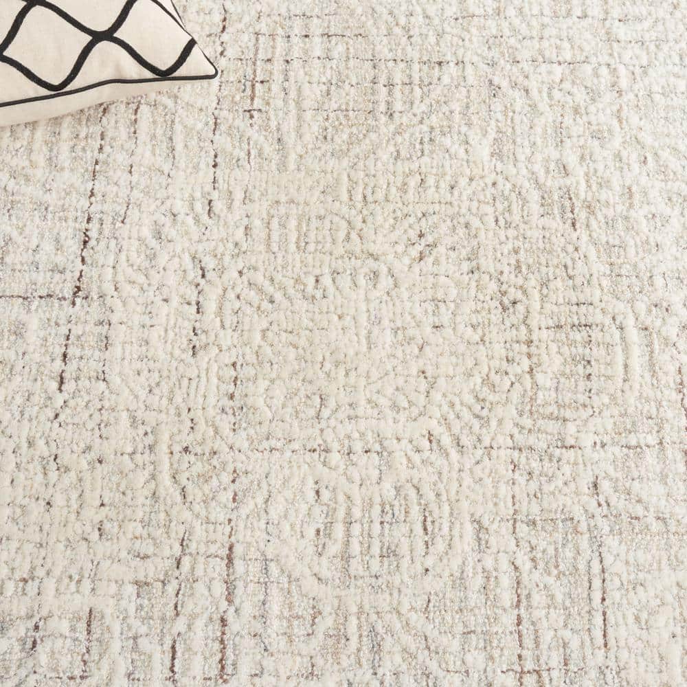 Gray Ivory Tufted Wool Square Area Rug