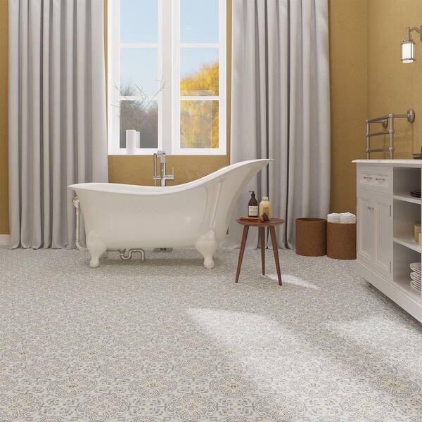 Lucida USA (Sample) BaseCore Sicilian Grey Multiple Colors/Finishes Patterned Look 12-mil Water Resistant Peel and Stick Vinyl Tile