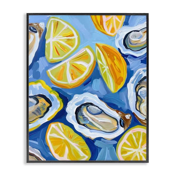 Lemon and Oyster Pattern by LSR Design Studio Black Framed Food Giclee Art Print 20 in. x 16 in.
