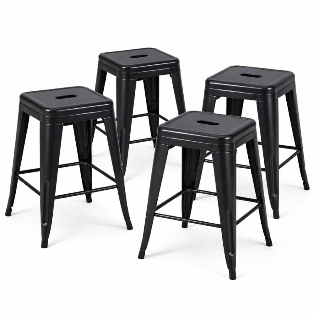 24 in Matte Black Set of 4  Metal Bar Stools  for  Island price history on PriceWatchPro
