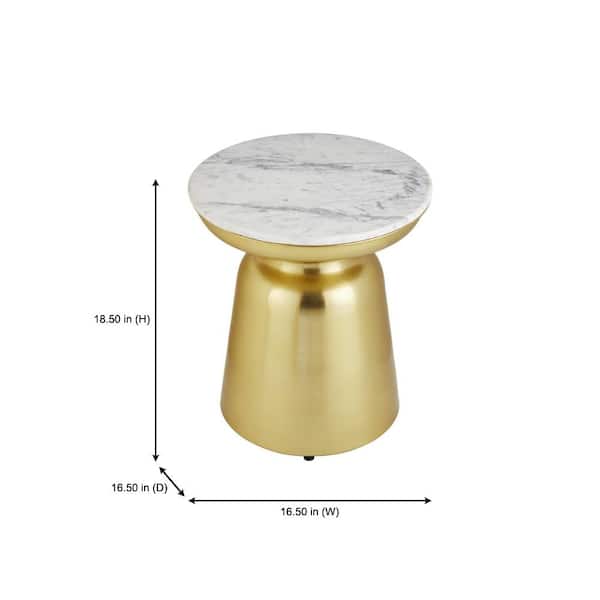 Home Decorators Collection - Cupertine Round Gold Metal Accent Table with Marble Top (16.5 in. W x 18.5 in. H)