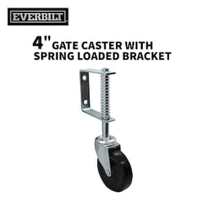 4 in. Black Hard Rubber and Steel Swivel Gate Caster with Adjustable Spring Bracket and 125 lb. Load Rating