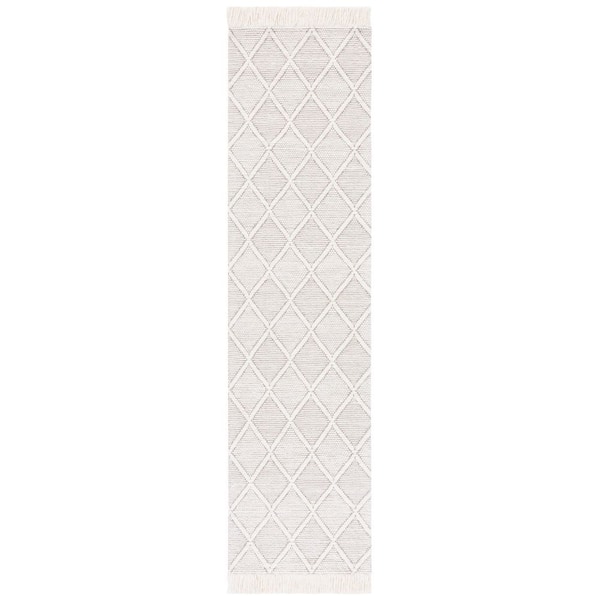 Natura 2 ft. x 9 ft. Ivory/Brown Monochrome Diamond Runner Rug