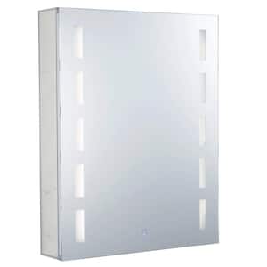 24 in. x 30 in. Stainless Steel Recessed or Surface Wall Mount Medicine Cabinet with Mirror with LED Lighting Left Hinge