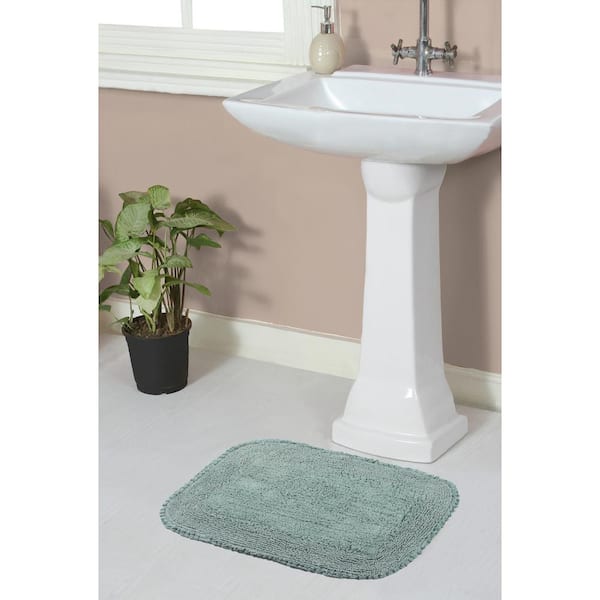 HOME WEAVERS INC Radiant Collection 100% Cotton Bath Rugs Set, 17x24 Rectangle, Blue