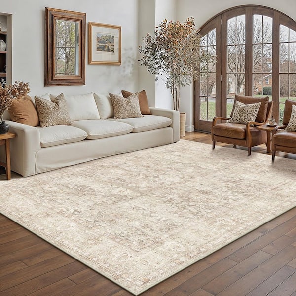 Entomology Brown 9 ft. x 12 ft. Vintage Floral Area Rug