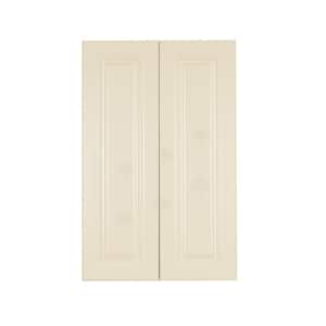 Oxford Assembled 24 in. x 42 in. x 12 in. Wall Cabinet with 2 Raised-Panel Doors 3 Shelves in Creamy White
