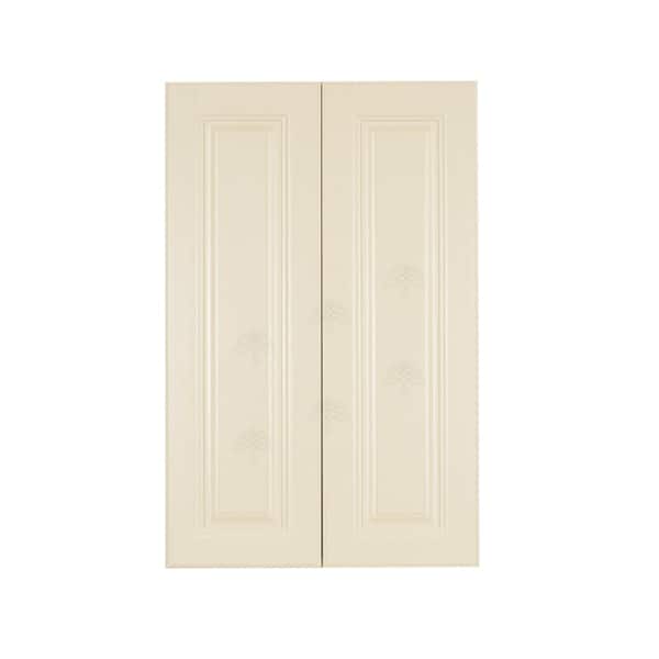 LIFEART CABINETRY Oxford Assembled 27 in. x 42 in. x 12 in. Wall Cabinet with 2 Raised-Panel Doors 3 Shelves in Creamy White