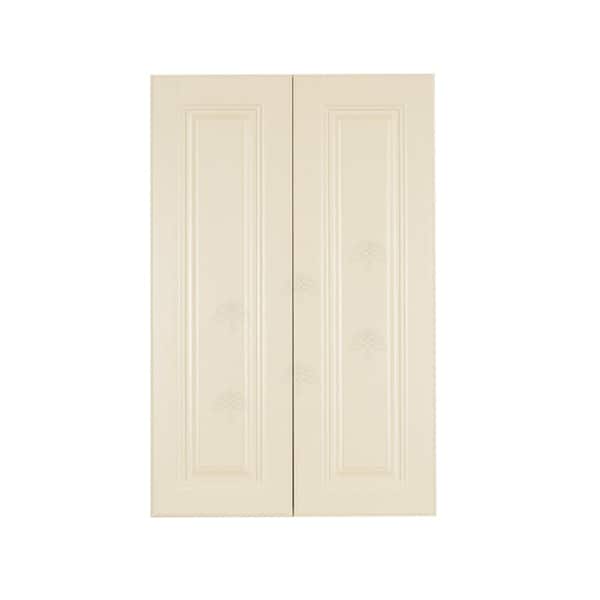 LIFEART CABINETRY Oxford Creamy White Plywood Raised Panel Stock Assembled Wall Kitchen Cabinet (36 in. W x 42 in. H x 12 in. D)