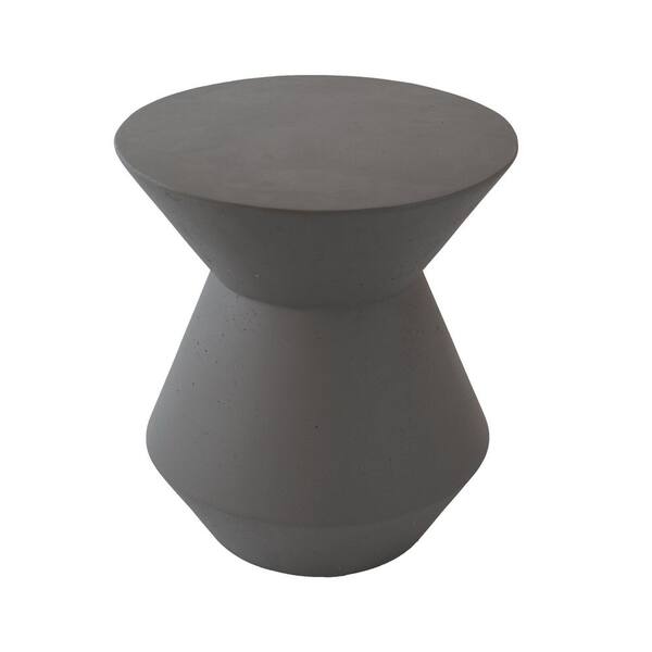 Brown Round Concrete Outdoor Side Table, For Garden Lawn Backyard LV-165 - The Home Depot