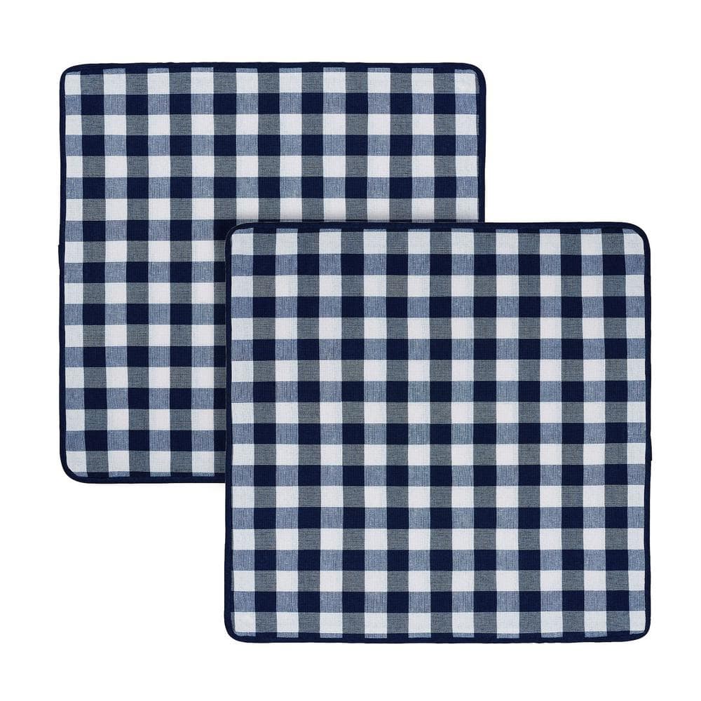 Modern Buffalo Check Navy Throw Pillow Covers, 18" x 18", Set of 2