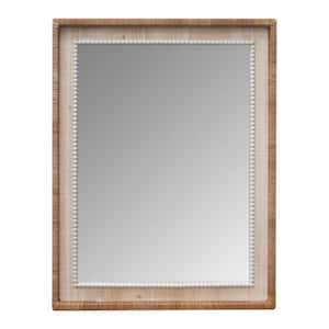25.8 in. W x 33.75 in. H Rectangle Framed Brown and White Wood Wall Mirror