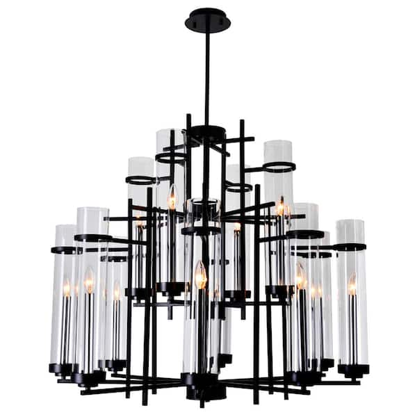 CWI Lighting Sierra 12 Light Up Chandelier With Black Finish 