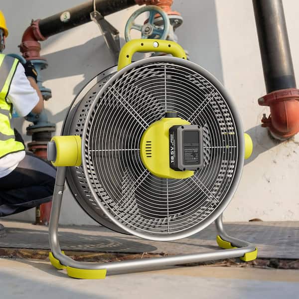 FUFU&GAGA 24 in. 6-Fan Speeds Floor Fan in Yellow with 4000 CFM