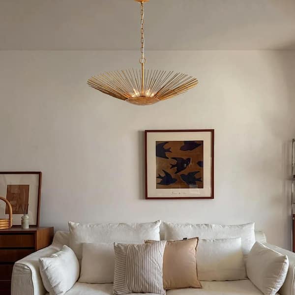 HUOKU Dopul 6-Light 31.9-inch Aged Distressed Brass Pendant Light