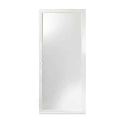 4000 Series 32 in. x 80 in. White Left-Hand Full View Aluminum Storm Door - Laminated Safety Glass