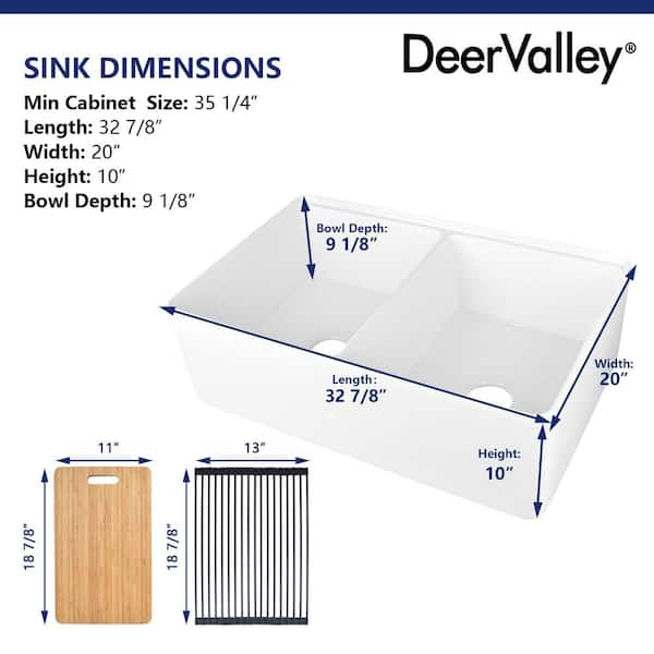 DeerValley DV-1K0068 33 L X 20 W Double Basin Workstation