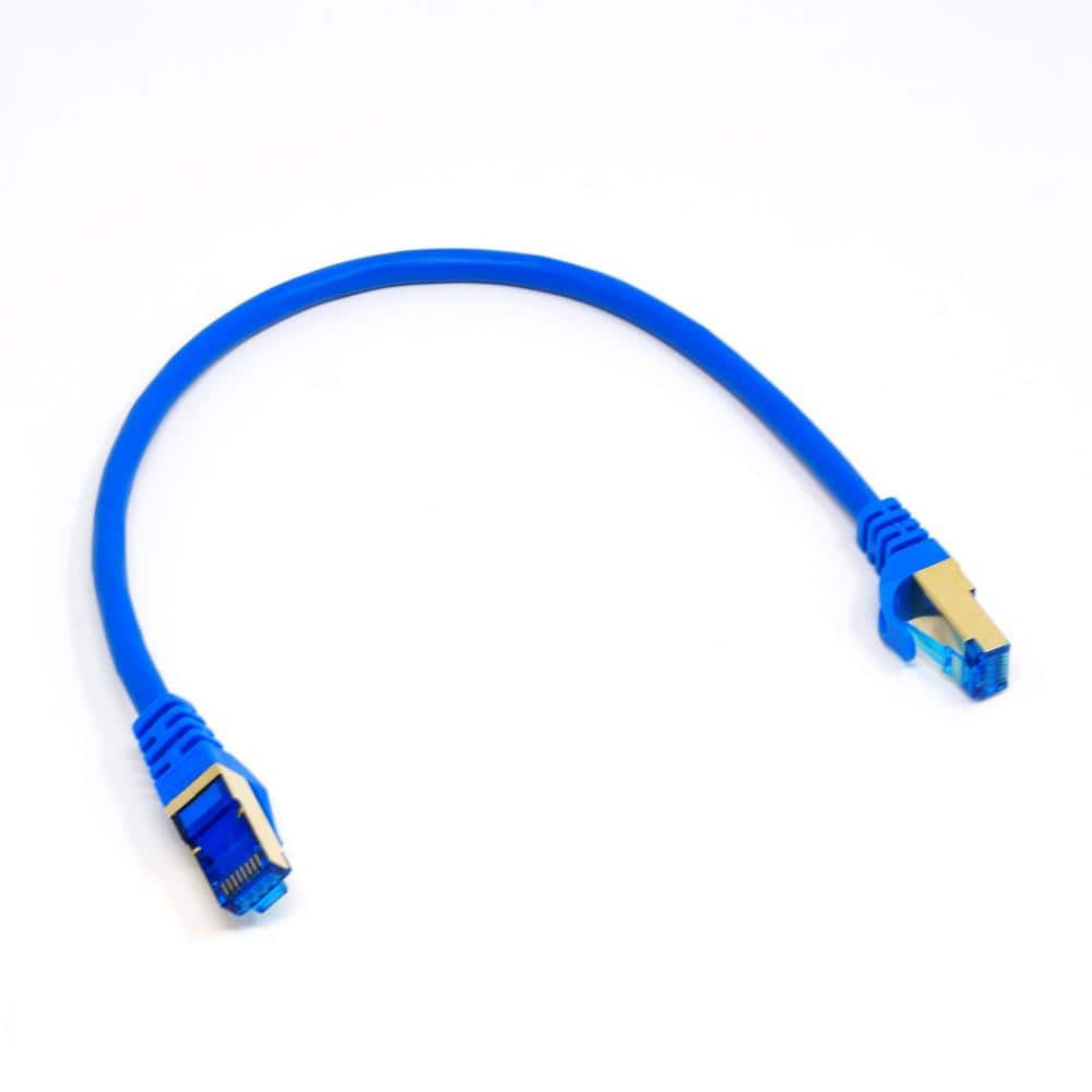 QualGear 1 ft. CAT 7 Round High-Speed Ethernet Cable - Blue