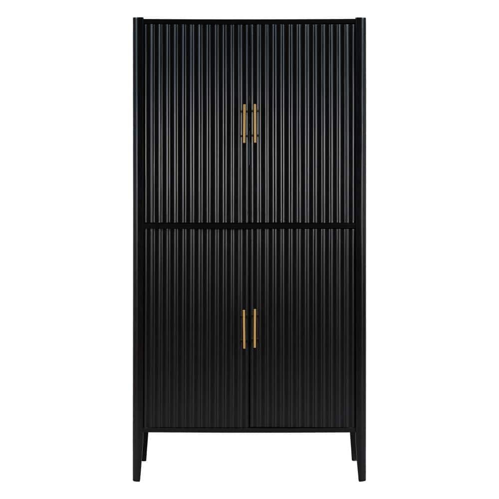 35.2 in. W x 17.6 in. D x 70.9 in. H Black Linen Cabinet with Glass Display & Stemware Rack, Drawer & Adjustable Shelves price history on PriceWatchPro
