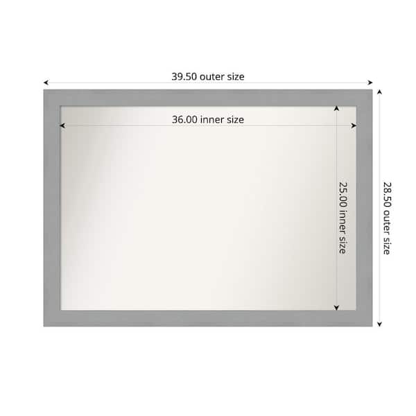 Amanti Art Brushed Nickel 39.5 in. x 28.5 in. Custom Non-Beveled Recycled Polystyrene Framed Bathroom Vanity Wall Mirror