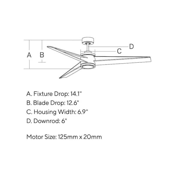 Generation Lighting - Armstrong 60 in. Integrated LED Indoor/Outdoor Brushed Steel Ceiling Fan with Light Kit, DC Motor and Remote Control