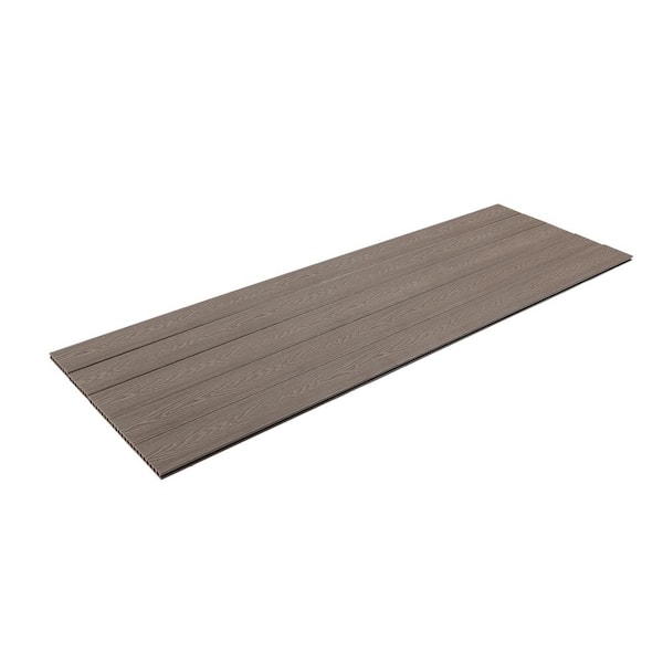 GOGEXX 86.61 in.L x 5.83 in.W Embossing Composite Decking Boards Wood Plastic Composite Decorative Floor in Brown (set of 5)