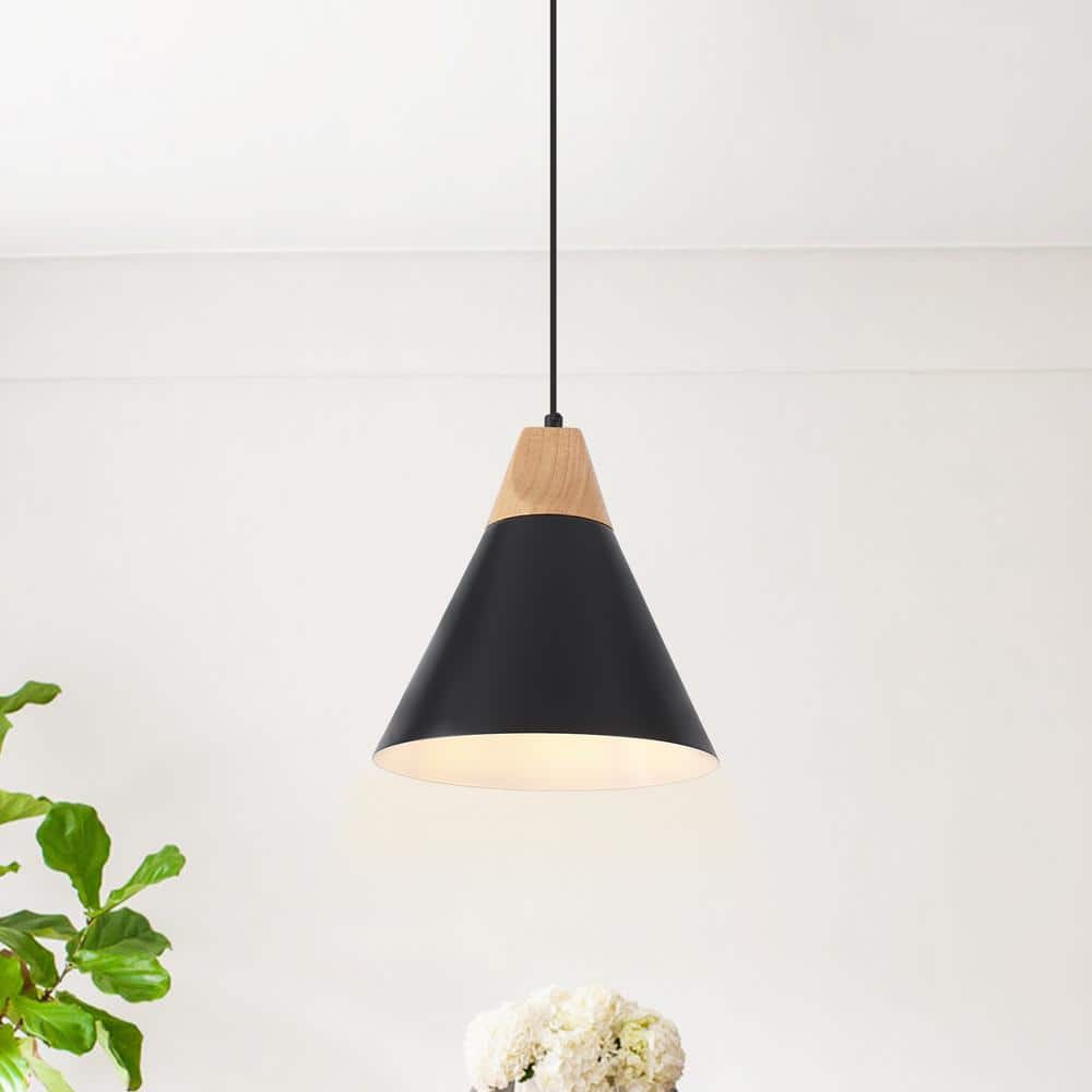1-Light Black Industrial Pendant Light with Conical Shade for Kitchen Island, No Bulbs Included price history on PriceWatchPro